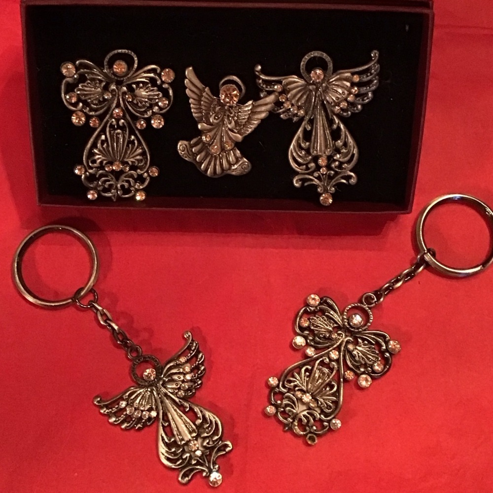 Elegant Silver Angel Ornament Set